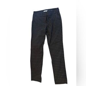 Dalia Black White Polka Dot Pixie Slim Leg Pants Diamond Dot Size 4
